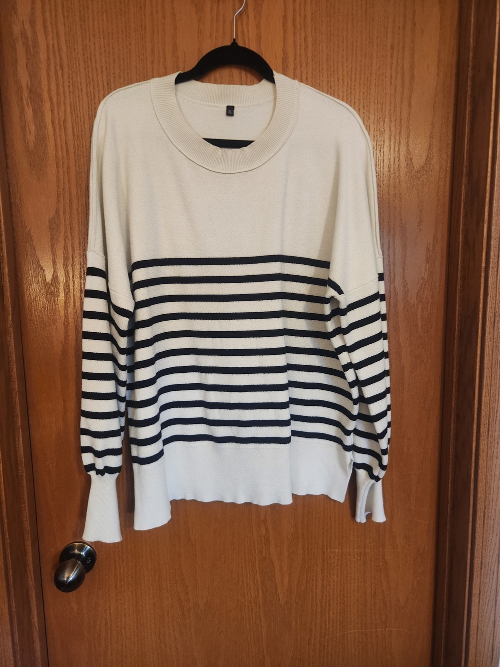 Classic Stripe Crewneck Sweater - Cream & Black